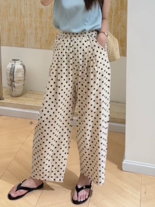 MANMI | Dots Casual Trousers Slimming Flattering Wide Leg Pants
