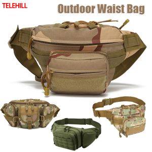 Outdoor Waist Bag Mens Tactical Waterproof Molle Camouflage Hiking Climbing Nylon Mobile Phone Belt Pack Combat Bags