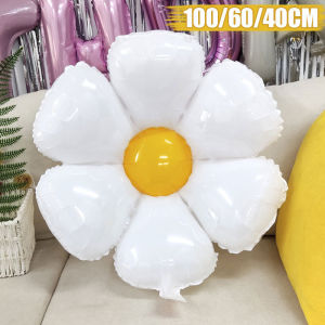 YESPERY Daisy Balloons Aluminum Film Balloons White Daisy Flower Balloon Birthday Valentines Day Party Decoration Baby Shower