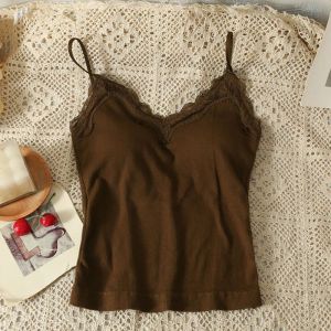 Áo Ba Lỗ Ren Pure Desire Phong Cách Hàn Quốc Áo Không Dây Ngắn Áo Khoác Ngoài Mùa Hè 2025 Áo Ba Lỗ Bó Sát Màu Trơn Cho Nữ