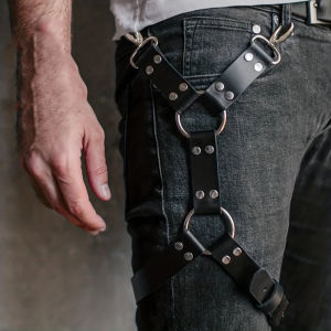 Leather Body Harness for Men - Adjustable Waist and Thigh Straps Gothic Punk Style