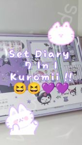 Jurnal Paket Diary MOTIF Sanrio Kuromi Lucu 7in1 - UNGU - journal tulisan isi label pen buku buku memo notes lucu unik hadiah sovenir alat tulis anak kerja sekolah kantor