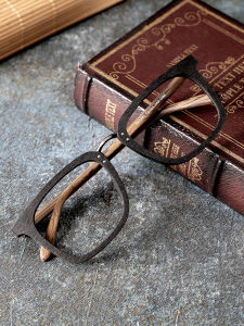 MOKCHEON | Retro Large Wooden Pattern Full Frame Eyeglass Frames