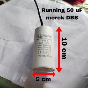 Kapasitor Running 50 uF merek DBS kondisi BARU
