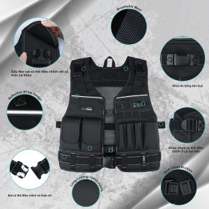 Áo Vest Đa Năng Nhiều Túi Có Thể Điều Chỉnh Dành Cho Nam Với Các Ngăn Đựng Đồ Và Dây Lưng Dành Cho Thợ Điện Thợ Mộc Chất Liệu Polyester