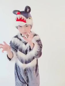 Big Bad Timber Wolf And Three Little Pigs Kids Party Cosplay Costume Animal Cartoon Jumpsuits Childrens Stage Drama Performance Clothing Styling Clothes