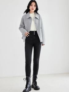 Yigue | Slim Fit Warm Denim Pants High Waist