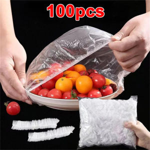 100pcs Reusable Food Storage Covers Bags Fruit Vegetable Storage Bag Transparent Wrap Elastic Food Lids Dustproof Kitchen Food Fresh Seal