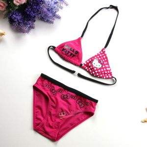 Hello Kitty Kids Swimsuit Girls Bikini Separate Swimming Costume Children Showtime Age 3 And above Fast Dry Cute Student Swimwear