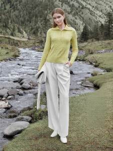 Casual Style Wool-Cashmere Blend Knit Sweater