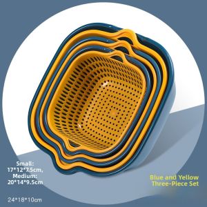 Double Layer Kitchen Sink Vegetable Washing Basket Drain Basket Living Room Six Piece Set Fruit Washing Dishwasher Safe