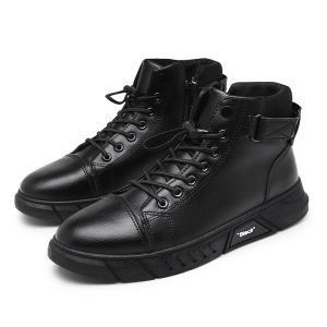 ALIKESMAN Fashion Mens Nude Boots British Style Black Leather Shoes Versatile Office Work shoes