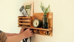 （COD+Local delivery）Multiple styles Key Holder Wall Mounted Mail Holder Key Hanging Rack with 10 Hooks Wooden Decorative Shelf Rustic