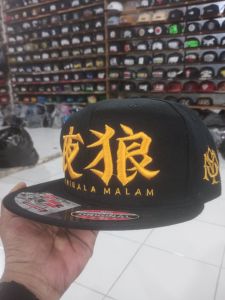 Topi Pria Model Snapback Distro Premium Topi Bordir Serigala Malam Ukuran Dewasa