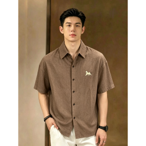 OUMULONG | Áo Sơ Mi Tay Ngắn Thêu Gai Nhẹ Nhàng và Mát Mẻ Phong Cách Retro Thông Gió