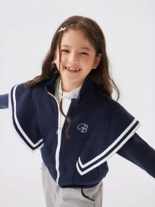 Dark Blue Spring Childs Hoodie Outerwear