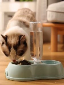 Pet Bowl Cat Bowl Dog Bowl 2 in 1 Food Bowl Drinking Bottle Set Puppy Kitty Food Bowls Water Bowl