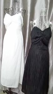 Đầm Maxi Cao Cấp Trắng Và Đen Xoắn Ngực 2 Dây Dịu Dàng BY8451