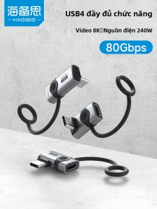 Hagibis | Đầu Chuyển Type-C 90 Độ Đầy Đủ Chức Năng với Dây Dẫn Dài U-Type Nam sang Nữ cho Apple 17/16 iPhone 15 Pro kèm Dây Đeo Silicone