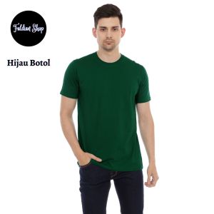 Kaos Polos Pria Oneck Lengan Pendek Bahan Katun Combed 30s Warna Hijau Botol