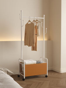 Cream Style Bedroom Floor-Type Coat Hanger Simple Storage Rack with Wheels Does Not Occupy Space Corner Cloth Rack