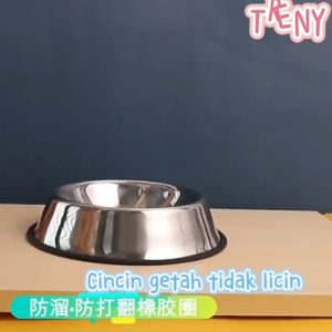 TRENY 2 Types Extra Non Slip Stainless Steel Cat Bowl Food Dog Bowl Water  Feeding Pet Bowl Dish Bekas Makanan Mangkuk Kucing