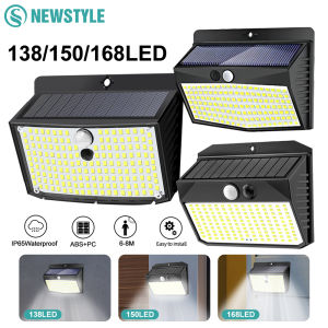 NEWSTYLE | 150/138/168 Solar Lights Outdoor Motion Sensor Wall Light 3 Modes Security Fence Light For Outside Yard Deck Garden