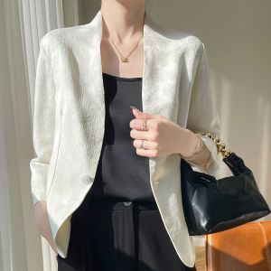 Spring Season Womens Suit Jacket Discount Clearance Loose Fit New Chinese Style High End Feeling Silk Surface Commute Fashion