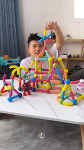 QSMN34 Mainan Magnetic Stick DIY Building Blocks Mainan Balok Susun Anak Mainan Edukasi