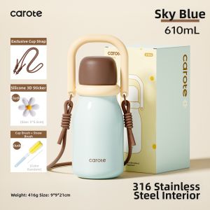 CAROTE | High Appearance Large Capacity Portable Straw Stainless Steel Thermos Cup