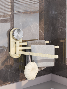 Multi-Layered Kitchen Towel Rack Wall-Mounted Suction Cup Installation Home Use Rotating Storage Shelf for Dishcloths