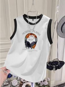 Pure Cotton Color Block Sleeveless T-Shirt Mens Summer Loose Casual Sports Vest Trendy Youth Fashion Breathable round Neck