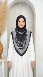 Premium Instant Scarf Tudung Sarung Moscrepe V-Shape Floral Printed No Iron Required