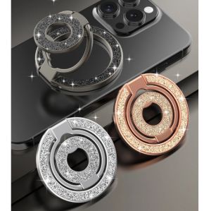 ที่ยึดแบบห่วงแม่เหล็กสองด้านแวววาวที่จับโทรศัพท์มือถือแบบพับได้แบบพกพาอุปกรณ์เสริมฐานยึดยึดสำหรับ iPhone 17 16