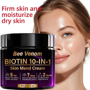Bee Venom Biotin 10-in-1 Skin Mend Face Cream - 5Min Revitalize 7Day Anti-Wrinkle Firming & Moisturizing for Glowing Skin