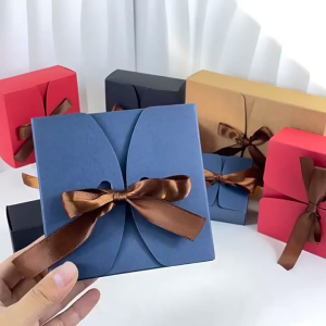 Small Kraft Paper Gift Box Mutli Size Wedding Door Gift Small Packaging Box Ribbon Carton Box