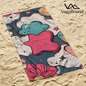BILIBILI | Retro Cloud Star Doodle Luxury Beach Towels Crafted from Combed Cotton Plush and Absorbent Beach Towel or Pool Towels
