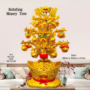 Fengshui Money Tree Wealth Tree with Ingot Money Bag Tai Kat Pineapple Lucky Coin Figurine