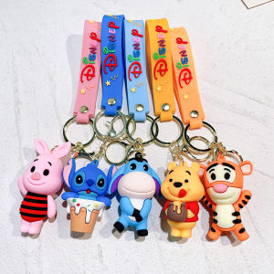 Disney Winnie the Pooh Keychian Kawaii Cartoon 3D Doll Figure Bag Charm Keyring Pendant Car Key Accessories Kids Toy Gift