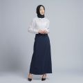 Rok kerja wanita kantor A line pinggang karet elastis polyester premium import stretch syakira. 