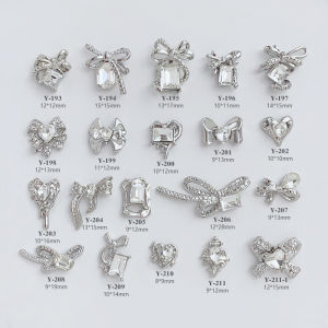 Trendy Butterfly Knot Diamond Embedded Nail Art Metal Alloy Decorations Wearable Nail Tips Heart Diamond Accessories