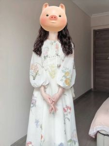 French Vintage Floral Print Long Dress Womens Early Spring 2025 New High Waist Bubble Sleeve Elegant Style A-Line Dress