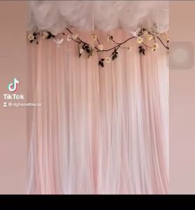 Rèm Trang Trí Sinh Nhật 2 Lớp (Voan nhúng + lưới) Rèm Vải Voan Làm Phông Nền Background Sự Kiện DG-399
