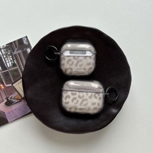 Vỏ Bảo Vệ Tai Nghe In Họa Tiết Da Báo Màu Xám Trong Suốt Cho AirPods 1/2/3/4 Pro/Pro2 Thiết Kế Đơn Giản Sang Trọng