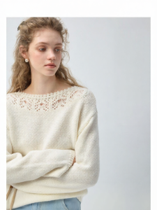 VEGA CHANG | Áo Sweater Len Mềm Co Dãn Kiểu Dáng Rộng Ống Tay Xụp