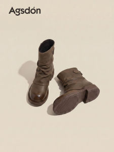 Agsdon | Thick Sole Brown Retro Martin Boots for Women