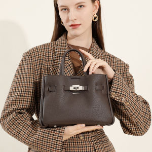 BeeGreen Women Cow Leather Top-Handle Bag Versatile Elegant Shoulder Bag Fashion Commuter Bag