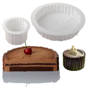 แม่พิมพ์เค้กมูสฝรั่งเศสสำหรับคริสต์มาส ขนาด 4 นิ้ว หรือ 7 นิ้ว หรือ 6 ช่องทรงกระบอก รูปตอไม้ ทำจากซิลิโคน อุปกรณ์ทำขนมในครัว