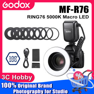 Godox MF-R76 Macro LED Ring Light RING76 5000K Speedlite Flash Light for Sony Canon Nikon Camera 5D 6D 7D 60D 70D 80D D850 A7MIV