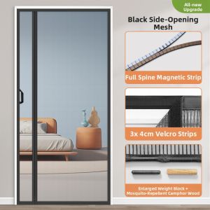 Magnetic Self-Suction Side Opening Anti-Mosquito Door Curtain With Hook and Loop